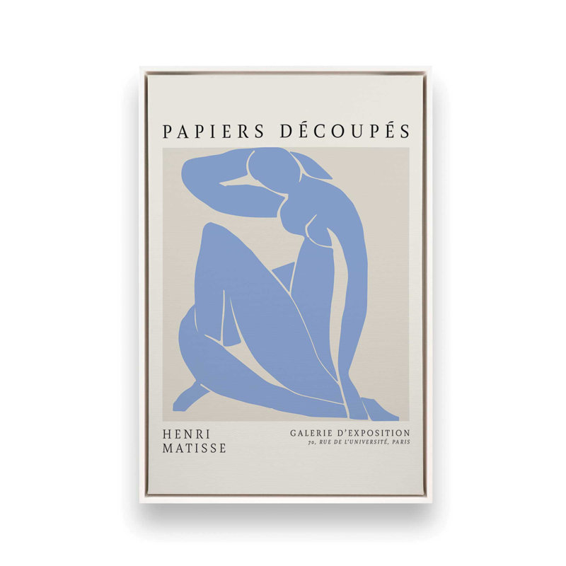 Blue Nude II Matisse, affiche d'art, H 12,75 po x l 8,75 po x P 1,75 po, Cadre flottant blanc opaque