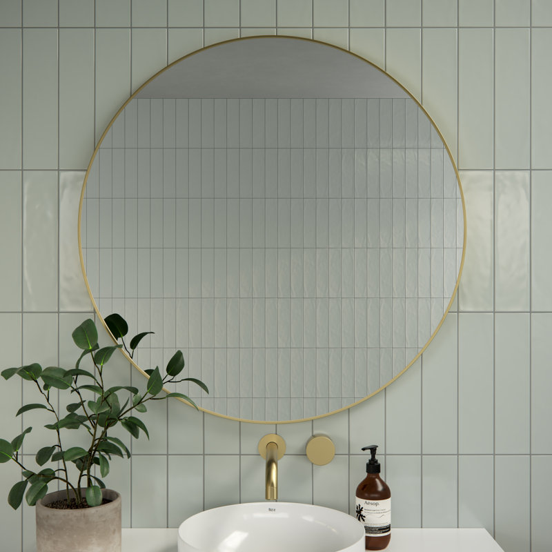 Modern & Contemporary Bathroom/Vanity Mirror, 32" x 32", Satin Brass