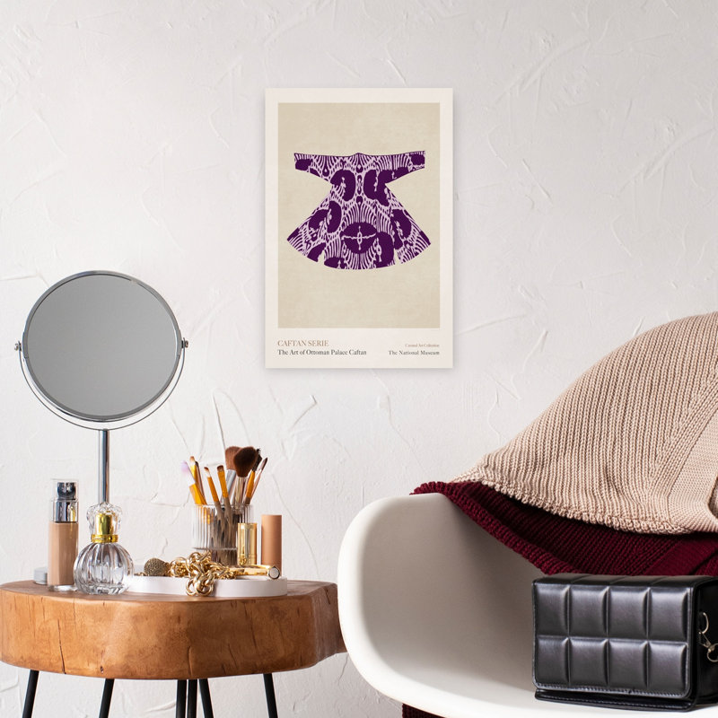 «Mauve Caftan Elegance», art mural traditionnel rétro, H 18 po x l 12 po
