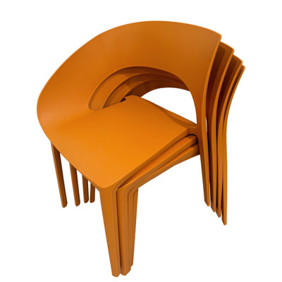 Polypropylene Single - Side Orange Tropical Chair For Outdoor Terraces, , Lumbar Supporting Seat Chairs , Stackable