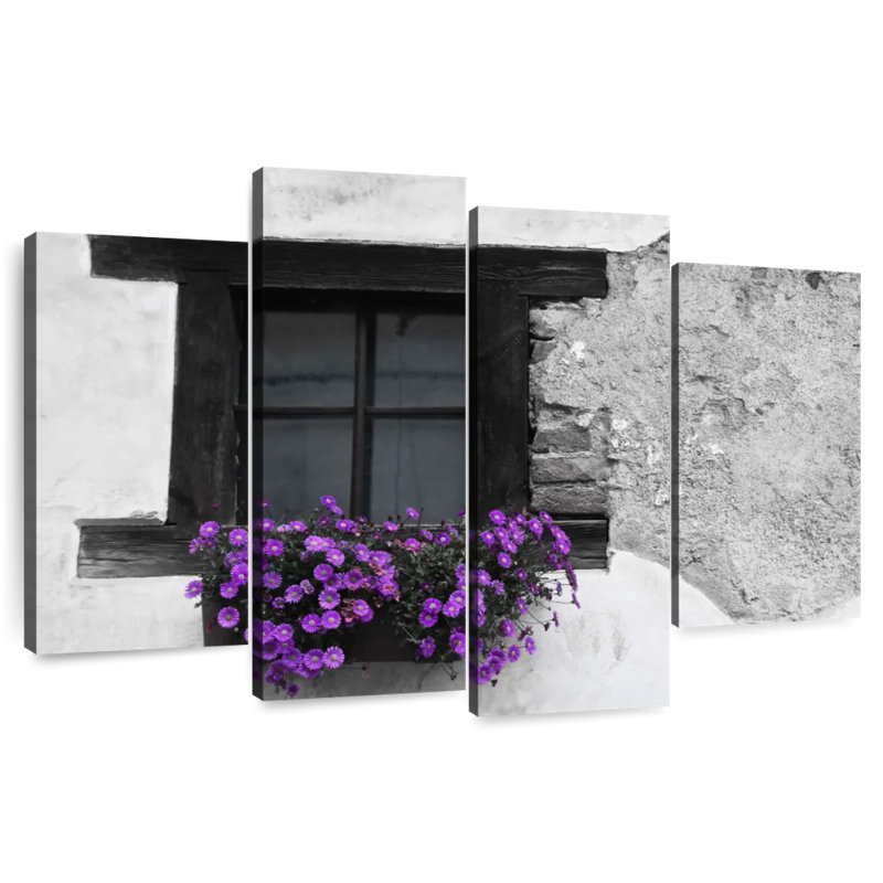 Lilie Purple Flower Box BW, 42'' H x 68'' W