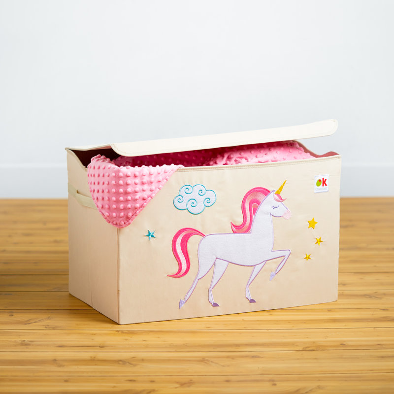 Wildkin Kids Fabric Toy Chest –  Sturdy Storage Box w/ Handle for Toys & Supplies - Unicorn