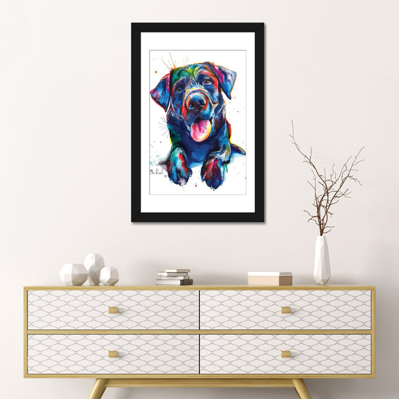«Black Lab II» par Weekday Best - impression sur toile tendue, H 24 po x l 16 po x P 1 po, Papier d'art encadré noir, Blanc