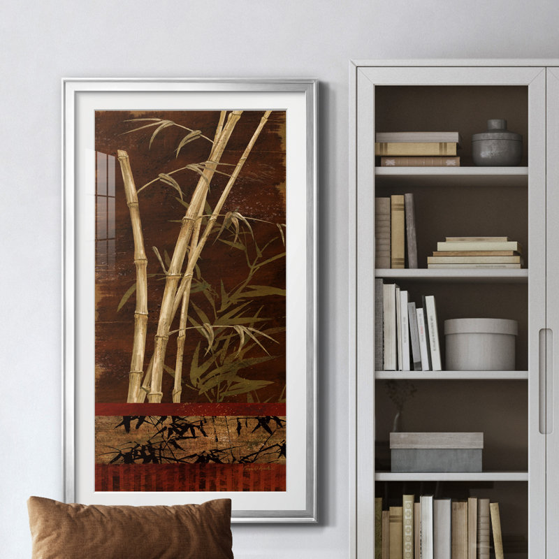 Bamboo Garden I - peinture encadrée, H 10,5 po x l 18,5 po x P 1,5 po, Argent