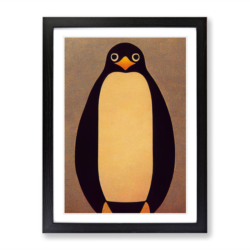 Retro Penguin Art No.1 - Wall Art, Black Framed, 64cm H x 46cm W x 2cm D