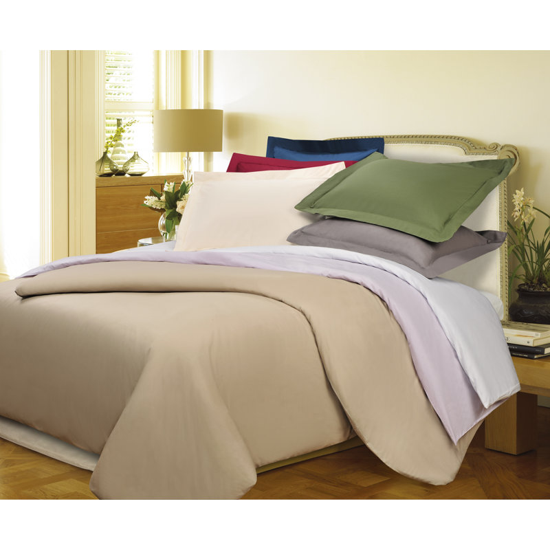 Superior Quality 300-Thread Count 100% Cotton Percale Duvet Cover Set, Full / Queen Duvet Cover + 2 Shams, Smoked Pearl
