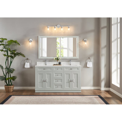 60" Solid Wood Sink Vanity With 1" Artificial Stone Top
