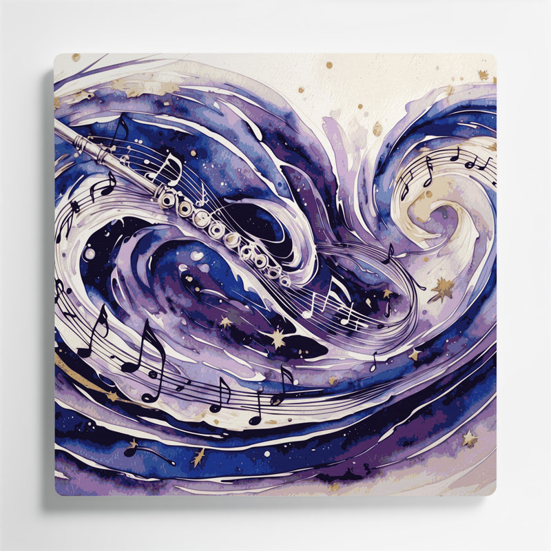 Flûte musicale en métal gris, H 32 po x l 32 po
