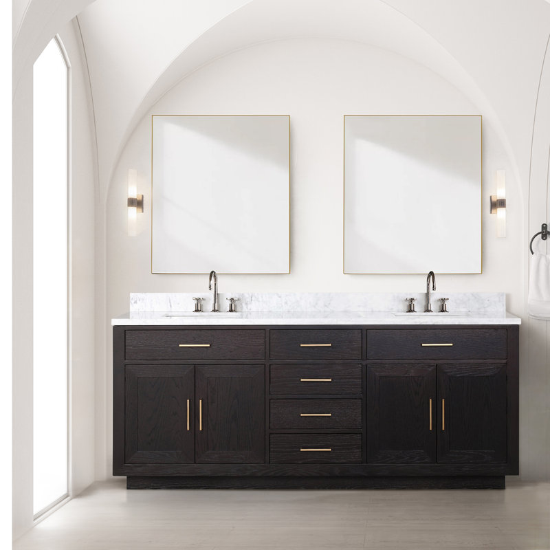 Abbey 80 in W x 22 in D Double Bath Vanity, Black Oak