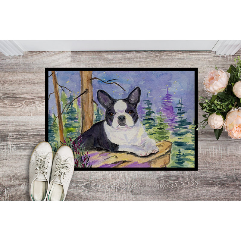 Tapis d'entrée antidérapant Boston Terrier, Rectangle 2 pi x 3 pi