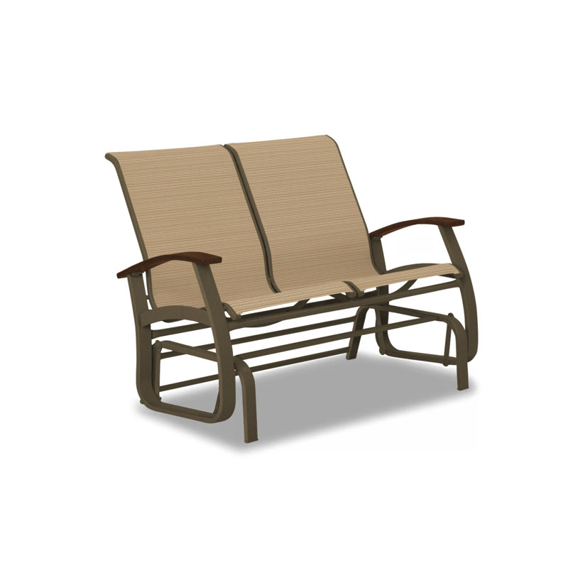 Belle Isle Outdoor Glider, Textured Beachwood, Kona P10, Aqua