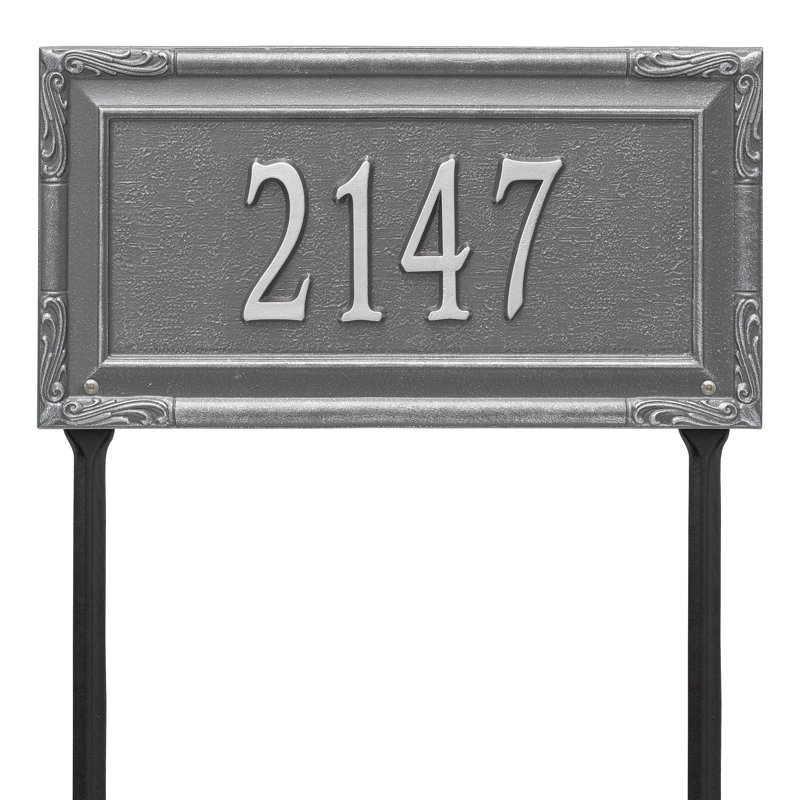 Plaque d'adresse sur 1 ligne Gardengate, Étain/Argent, Oui