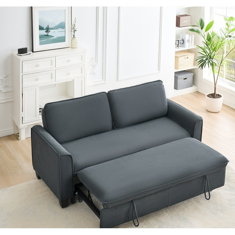 Elegant Six Mode Change Polyester Blend Pull-Out Sofa Bed, Dark Grey