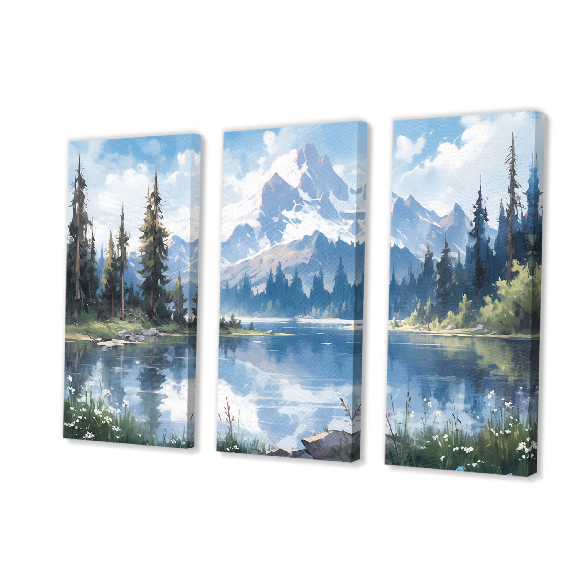 Millwood Pines Mountain View Bliss III On Canvas 3 Pieces Print | Wayfair