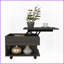 Table basse à plateau relevable espresso avec rangement dissimulé Luanda, tablette latérale ouverte et amp; Roulettes verrouillables