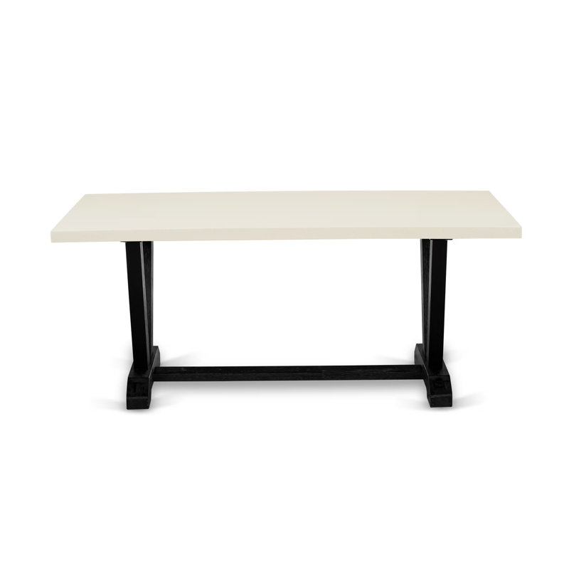 Ensemble de salle à manger moderne de 6 pièces comprenant une table rectangulaire en bois et 4 chaises Parson en lin gris foncé Gotham avec banc, 101,6 x 182,9 cm, multicolore