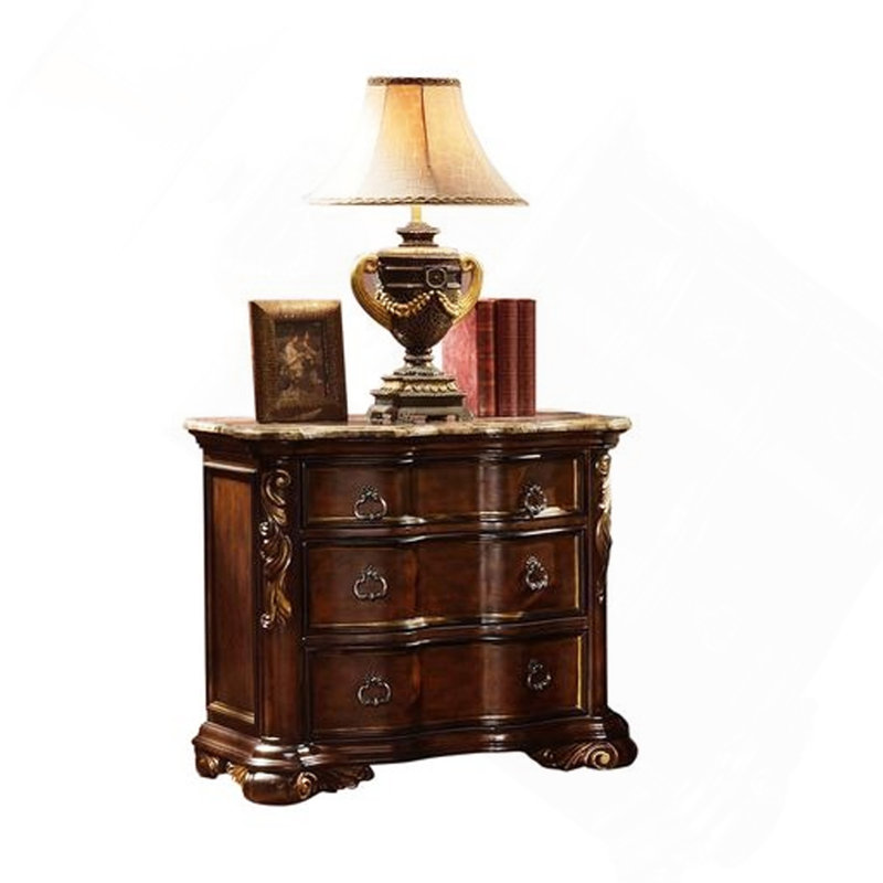 Table de chevet de style traditionnel en bois de noyer foncé