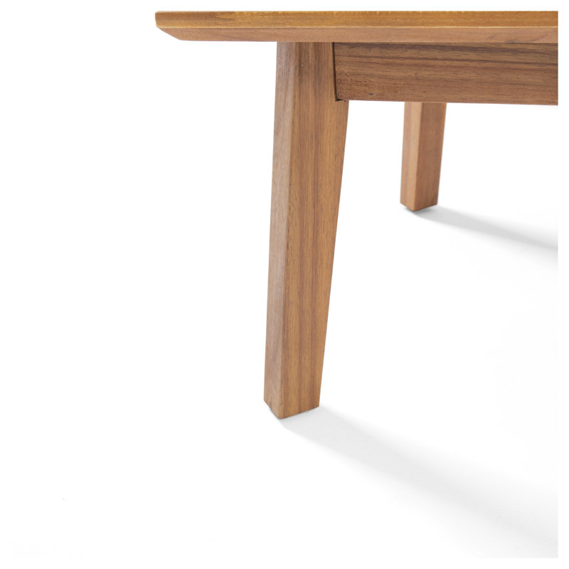 Ensemble de causeuse et table basse en bois d'acacia moderne - Mobilier de patio beige pour petits espaces
