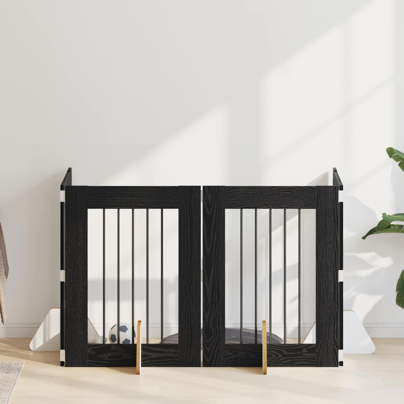 Pet Crate, 60cm H x 200.5cm W x 34cm D, Black Oak