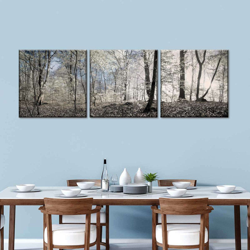 " Forest Winter Daybreak " 3 - Pieces, 24" H x 74" W x 1.25" D