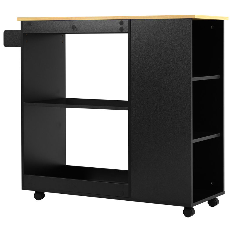 Rahi 105 cm W Kitchen Cart with, Black
