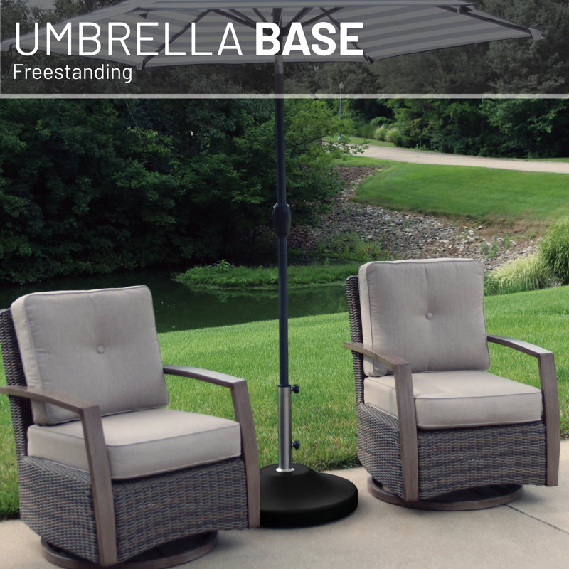 Poids américain: 120 lb Base de parasol ronde autoportante remplissable en noir, Noir
