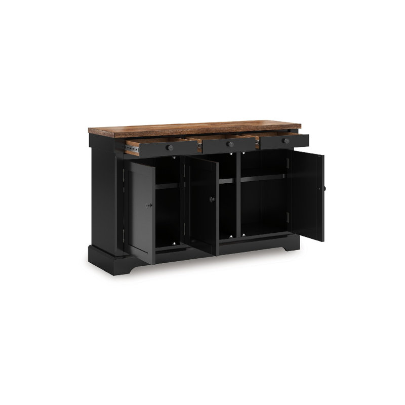 Buffet fleur Fleur, dessus de bloc de boucher 59 pouces, brun noir