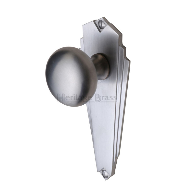 Heritage Brass Heritage Mortice Knob on Bathroom Plate Broadway Design, Satin Chrome
