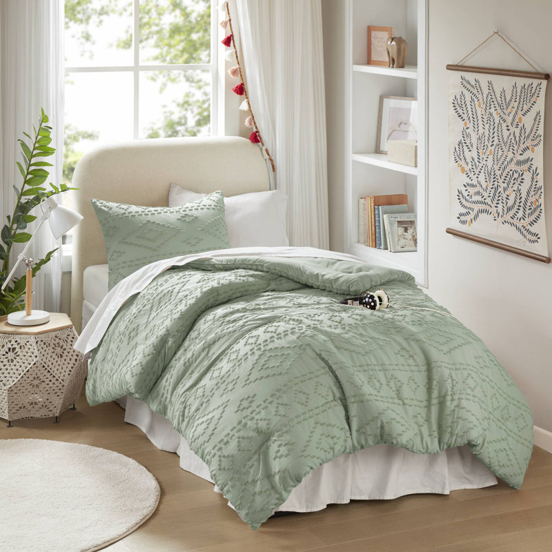 Gigi Comforter Mini Set, King Comforter + 2 Standard Shams, Sage Green
