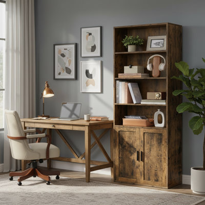 69.3''H 6-Tier Tall Bookcase With Door