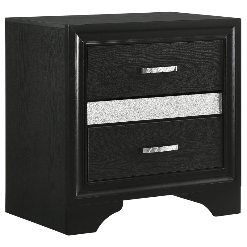 Ensemble de chambre à coucher simple 5 pièces Black, Cinq pièces : Lit, table de chevet, 2 commodes, m