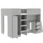 Lit mezzanine double en bois avec garde-robe intégrée, bureau, tablettes de rangement et tiroirs-2027929500