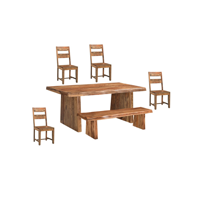 Ensemble de salle à manger en bois massif Sheesham Chaliyah pour 6 personnes, Naturel