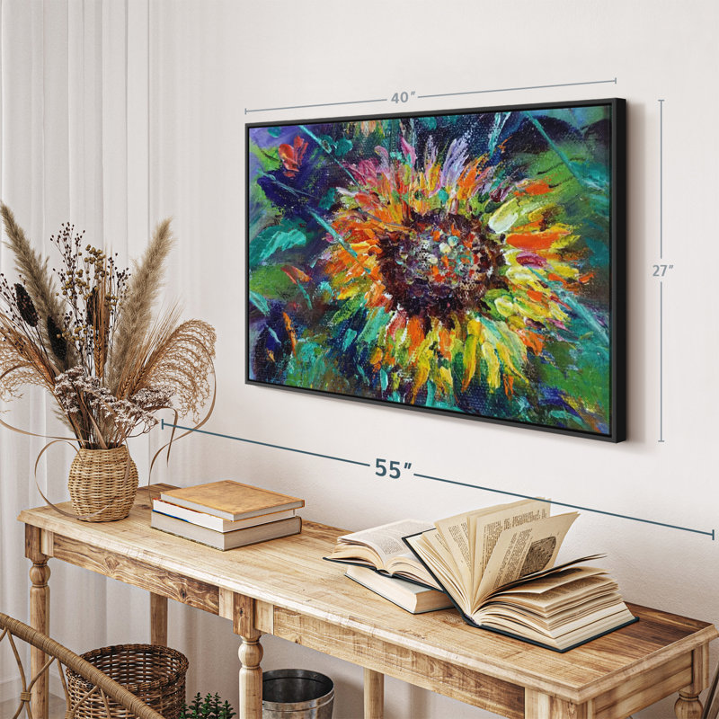 "Art mural coloré tournesol", H 27 po x l 40 po