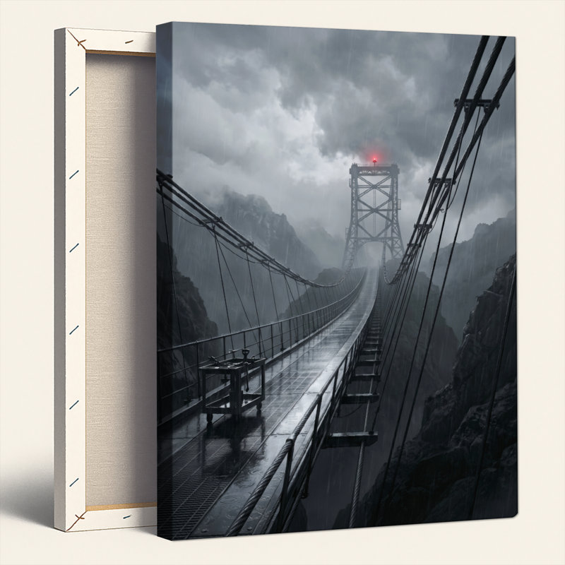 Ensemble de 1 tableau sur toile « Pont brumeux », 24"H x 16"W, Toile tendue