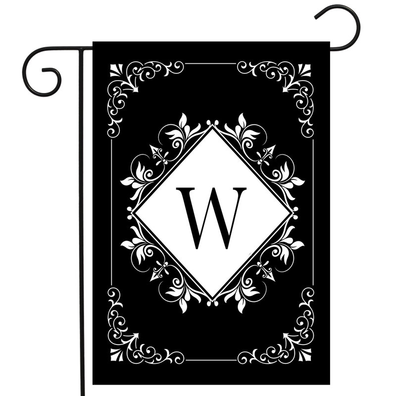 Black And White Monogram W Garden Flag