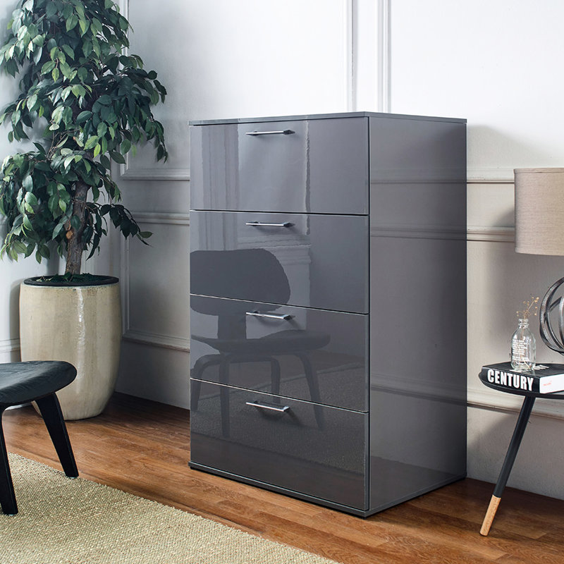 Commode extra-foncée gris foncé avec planche E0 et style élégant avec une grande résistance aux taches de chaleur
