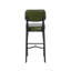 Tabouret de bar intérieur en métal noir et coussin en vinyle au fini vert