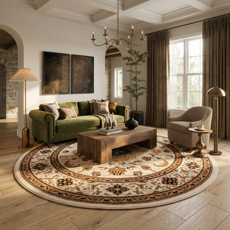 Tapis crème Valerie, Rond 6 pi 6 po