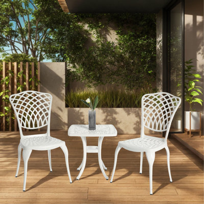 Bistro Set 3 Piece Rustproof Cast Aluminum Patio Furniture Sets 2 Chairs And 1 Round Table Outdoor, Garden,Patio, Balcony