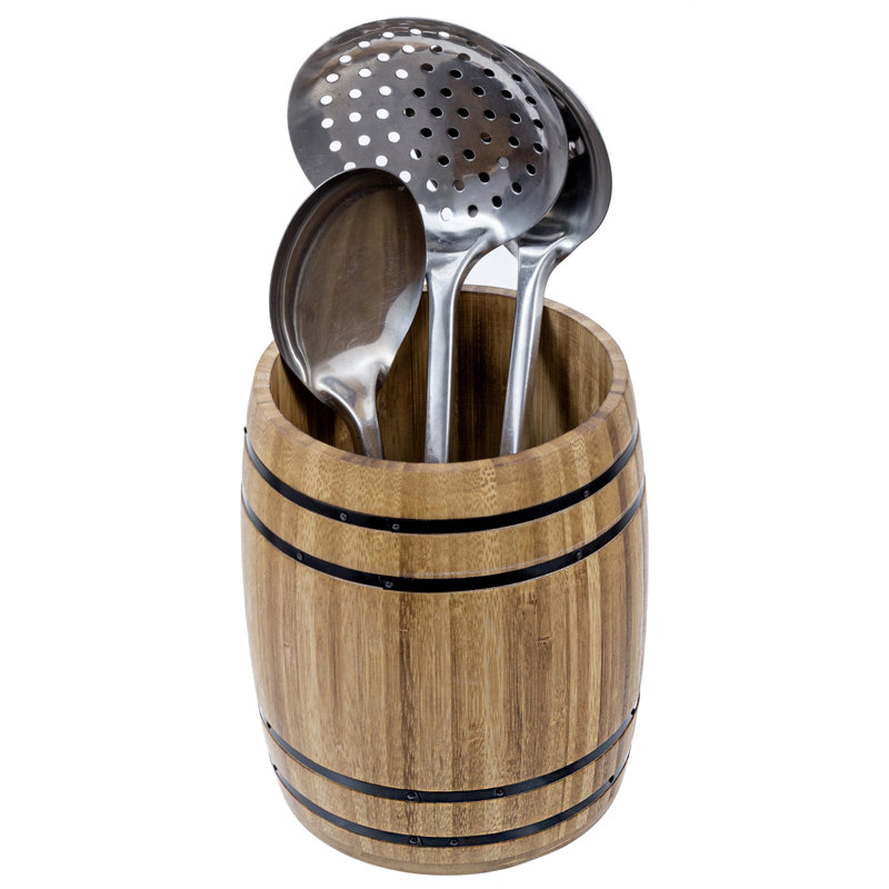 Bamboo Round Utensil Crock