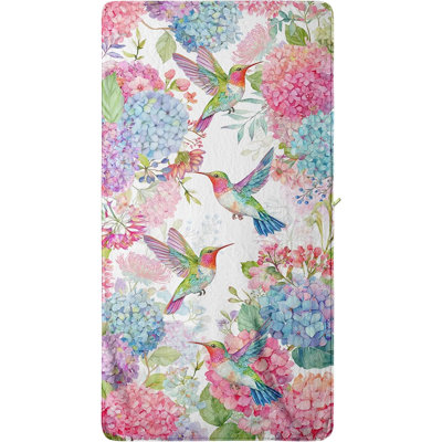 Microfiber Coral Fleece Bath Towel Hummingbird Hydrangea Floral Towels for Bathroom Shower 60*80inch Plus, you'll receive a beach-style canvas tote bag