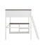 Grand lit mezzanine avec bureau, tablette ouverte et station de charge USB