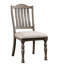 Chaises de salle à manger 2 pièces, bois massif gris antique avec revêtement en tissu et pieds tournés, chaises de style transitionnel moderne, coussin pour