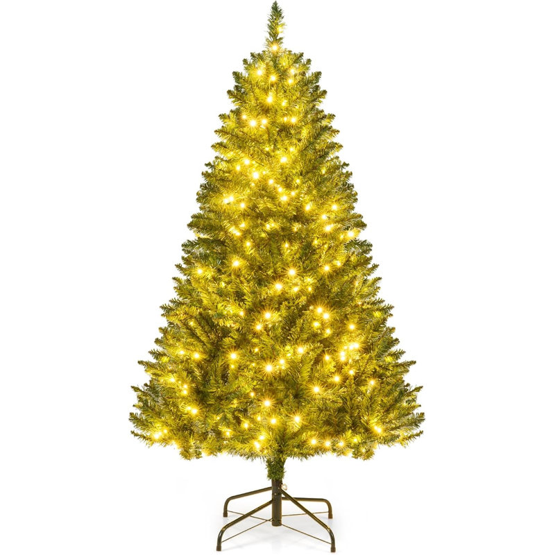 Sapin de Noël artificiel pré-illuminé de 1,5 m avec 510 branches, 400 lumières DEL blanc chaud et 7 modes d'éclairage