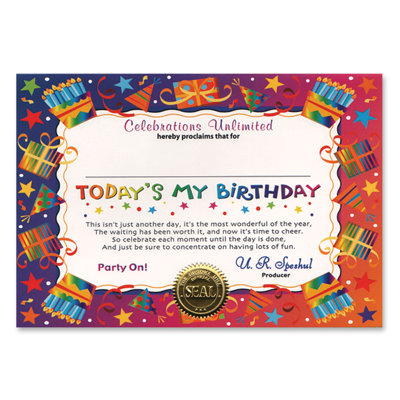 Today's My Birthday Certificat