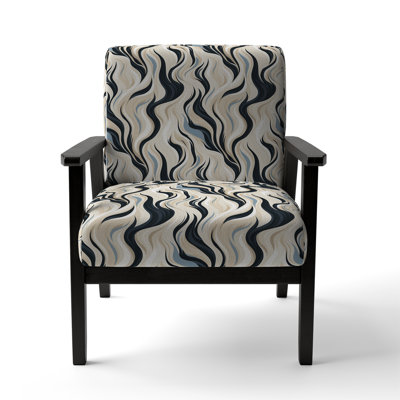 Black And Beige Esoteric Flow - Upholstered Contemporary Arm Chair, Black Accent Chair