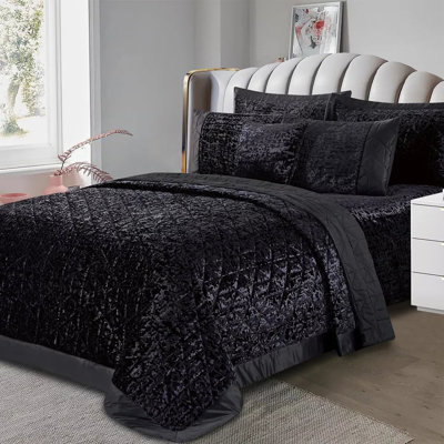 Velvet Plush Crushed Velvet Quilted Coverlet Set – Soft Microfiber Backing