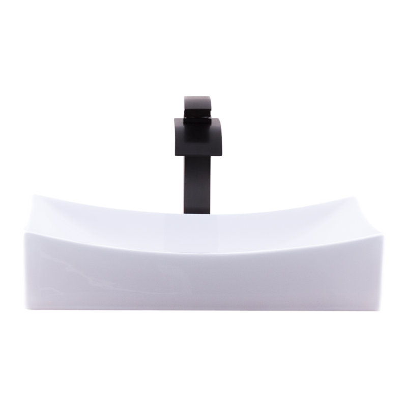 Novatto 13.75'' Ceramic Rectangular Bathroom Sink with Faucet, Oil Rubbed Bronze