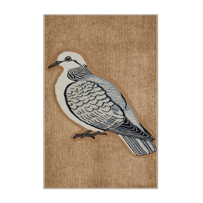 Washable Mourning Dove Birds Area Rug
